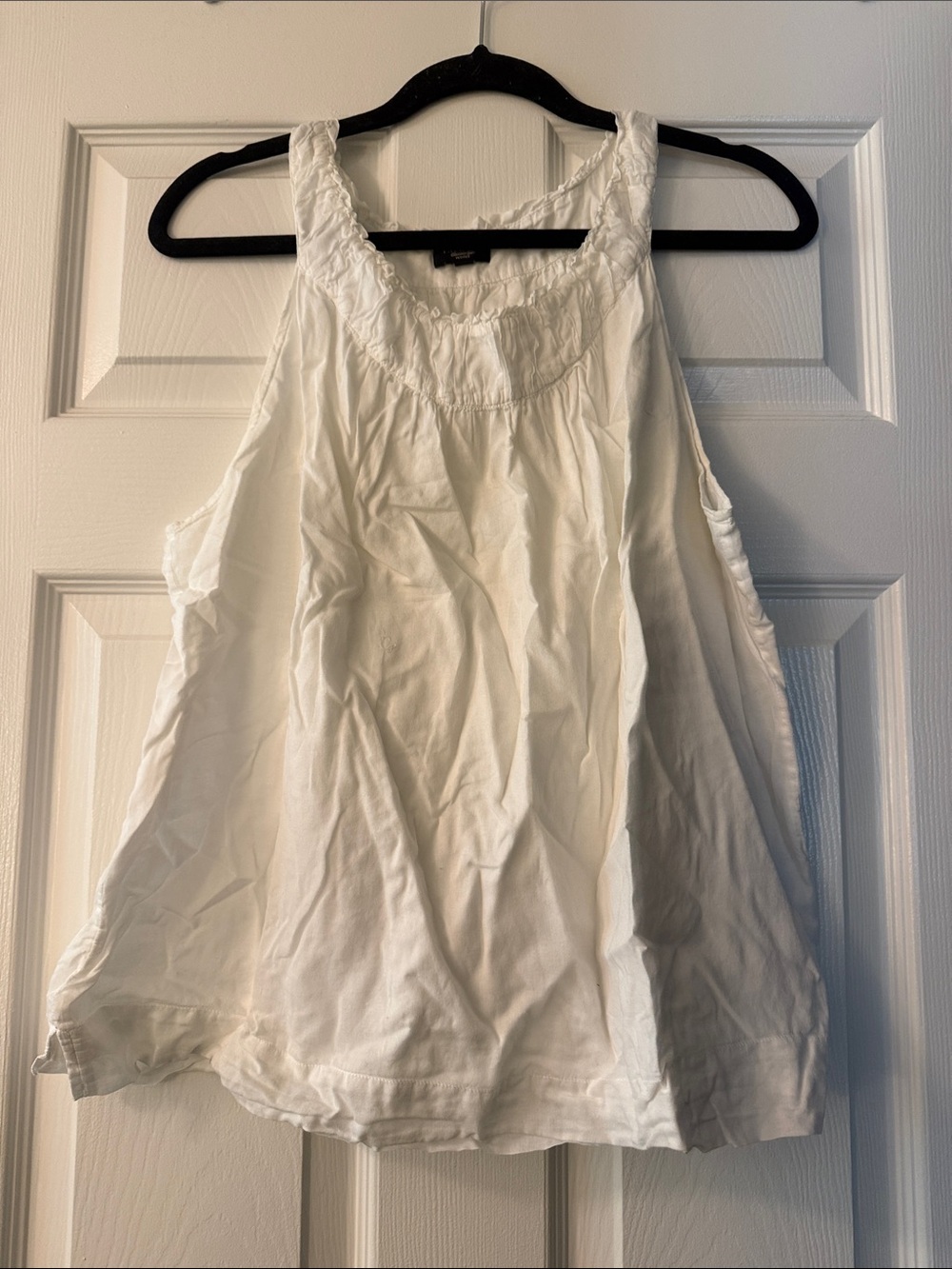 Talbots White Smocked Neck Sleeveless Tank